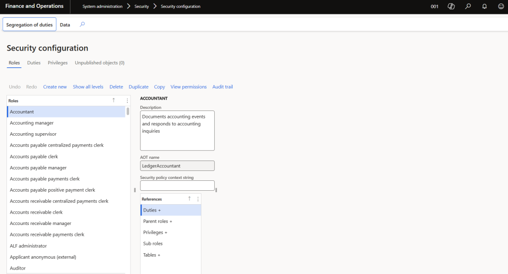 d365 f&o Security Configuration