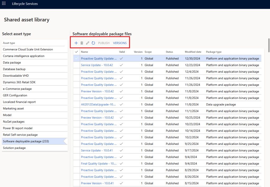 upload d365 fo deployable packages